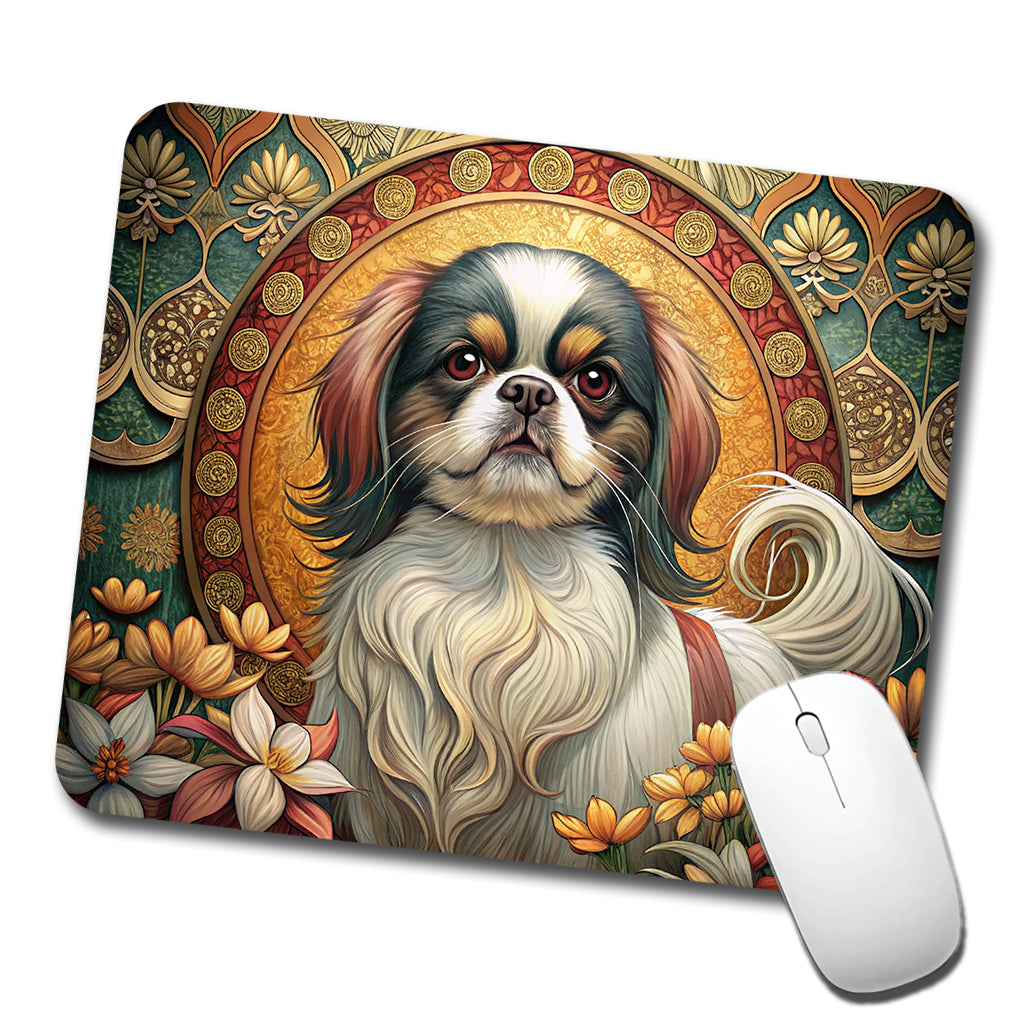 Japanese Chin Dog Art Nouveau Low Profile Mouse Pad Mat