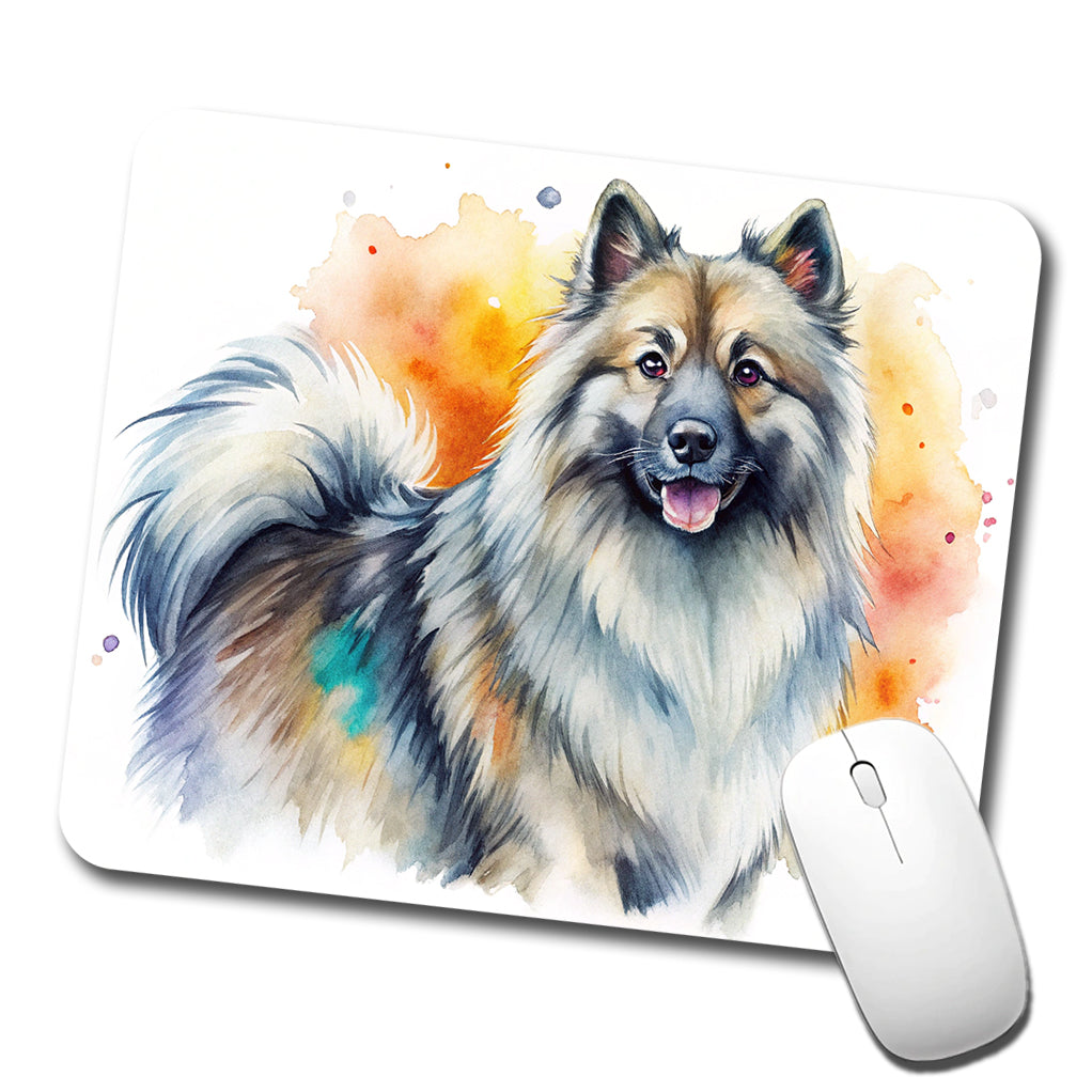 Keeshond Dog Watercolor Style Low Profile Mouse Pad Mat