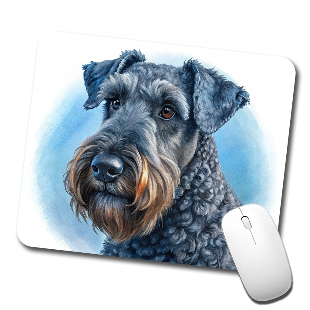 Kerry Blue Terrier Dog Illustration Low Profile Mouse Pad Mat