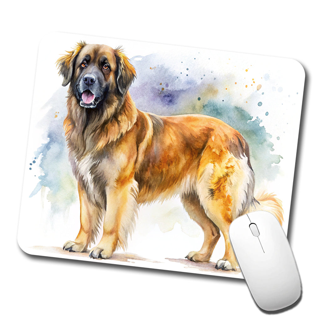 Leonberger Dog Watercolor Style Low Profile Mouse Pad Mat