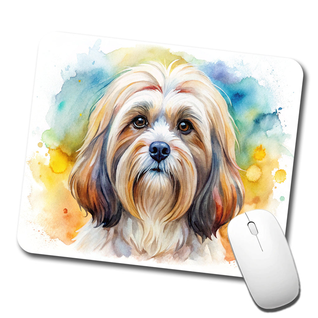 Lhasa Apso Dog Watercolor Style Low Profile Mouse Pad Mat