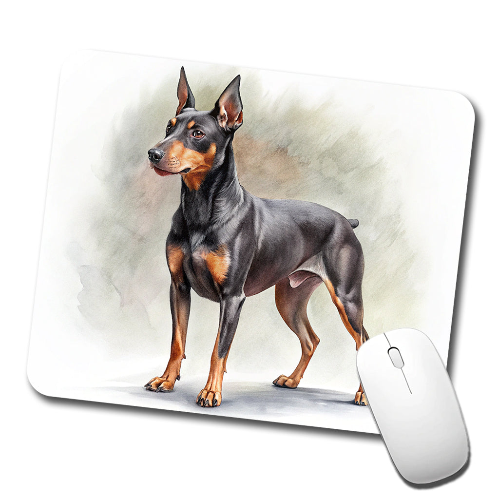 Manchester Terrier Dog Illustration Low Profile Mouse Pad Mat