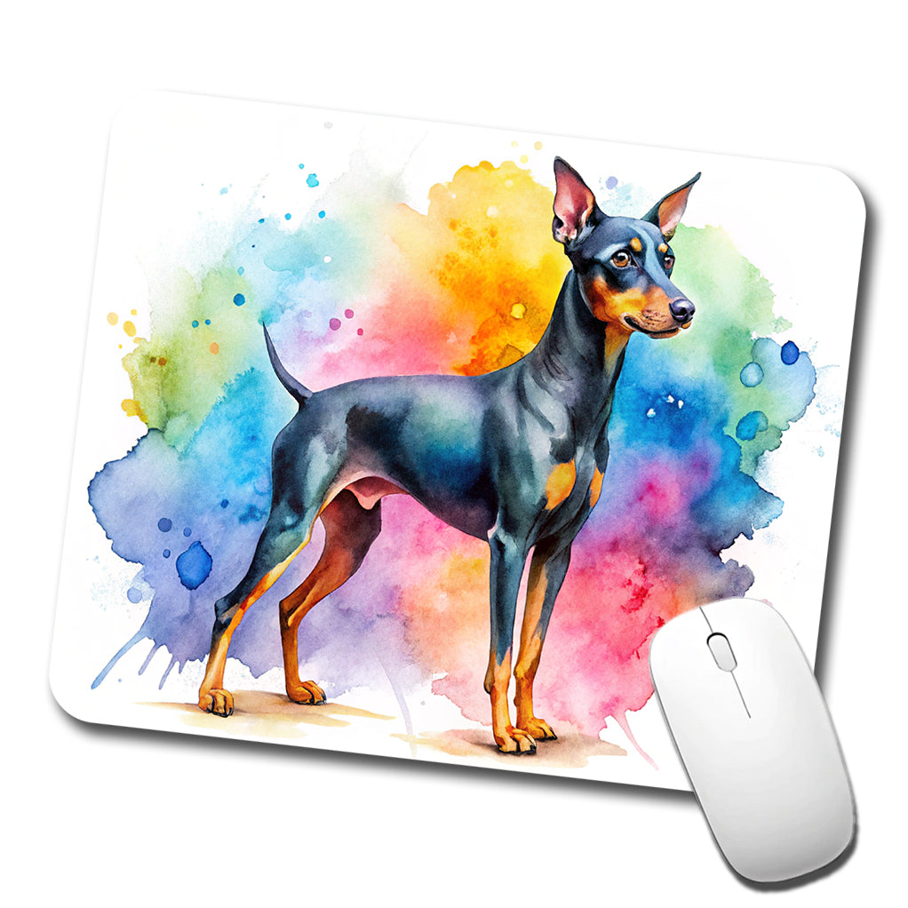 Manchester Terrier Dog Watercolor Style Low Profile Mouse Pad Mat