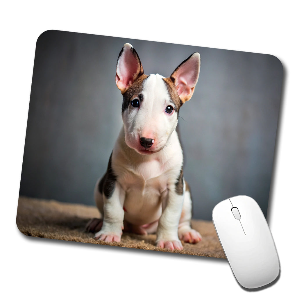 Miniature Bull Terrier Dog Puppy Photo Low Profile Mouse Pad Mat