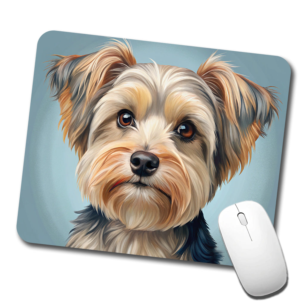 Morkie Dog Illustration Low Profile Mouse Pad Mat
