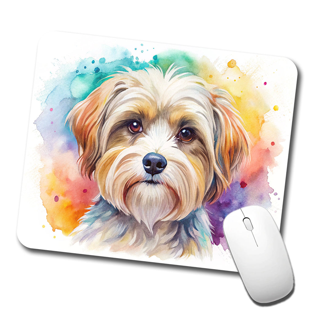 Morkie Dog Watercolor Style Low Profile Mouse Pad Mat