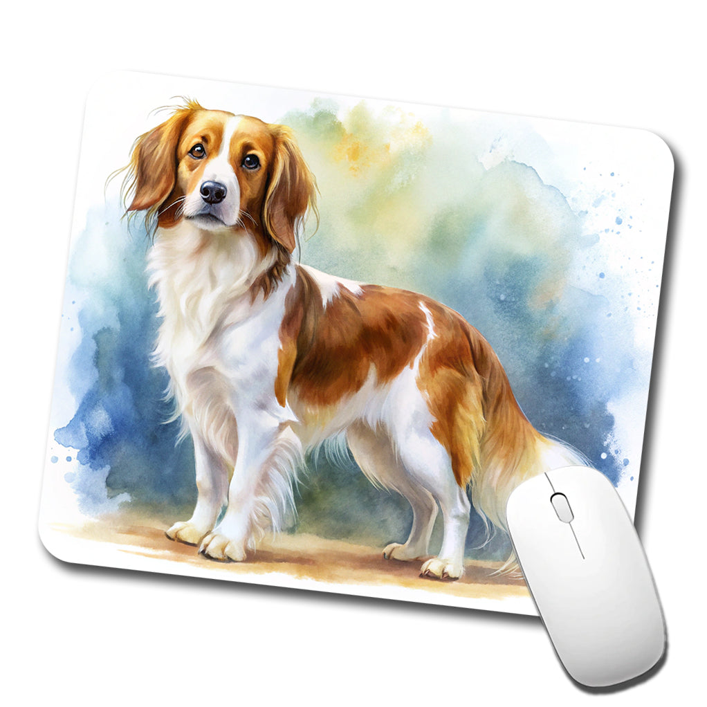 Nederlandse Kooikerhondje Dog Watercolor Style Low Profile Mouse Pad Mat