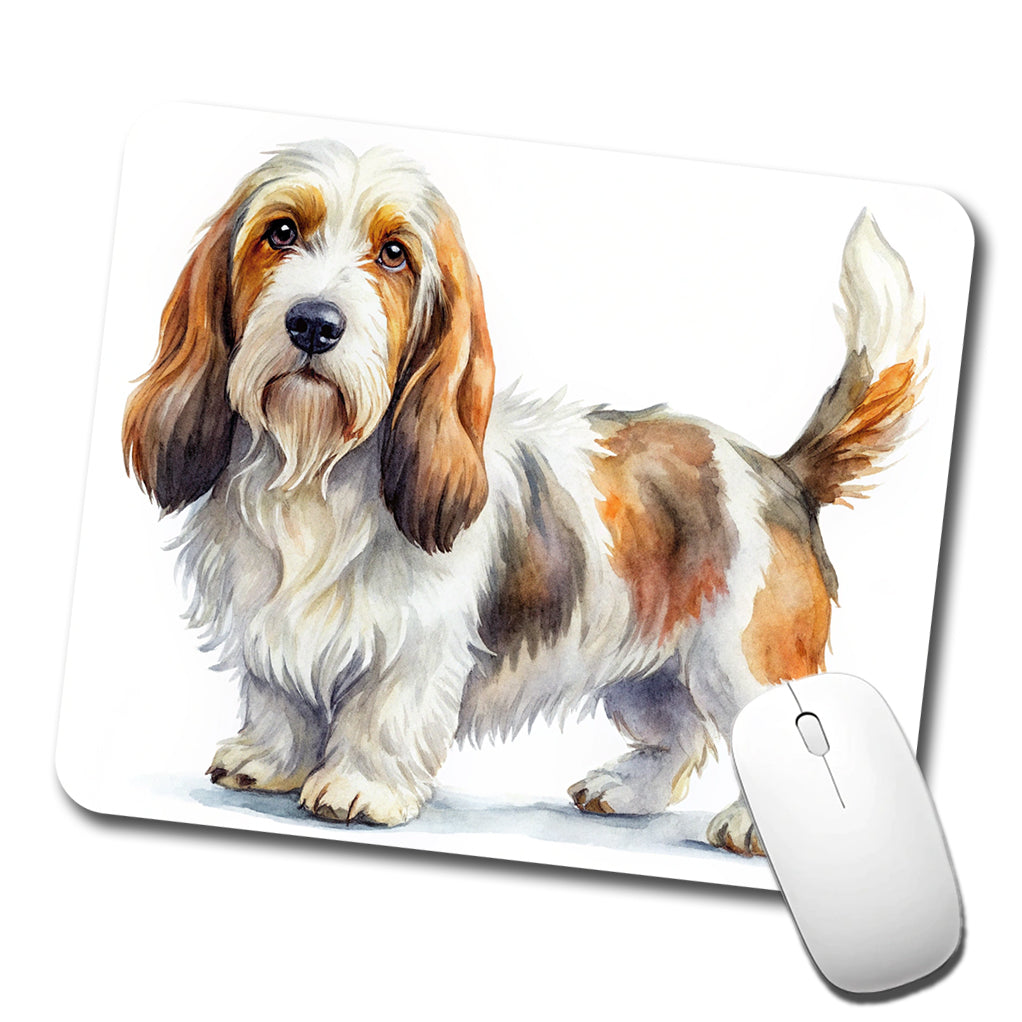 Petit Basset Griffon Vendeen Dog Watercolor Style Low Profile Mouse Pad Mat