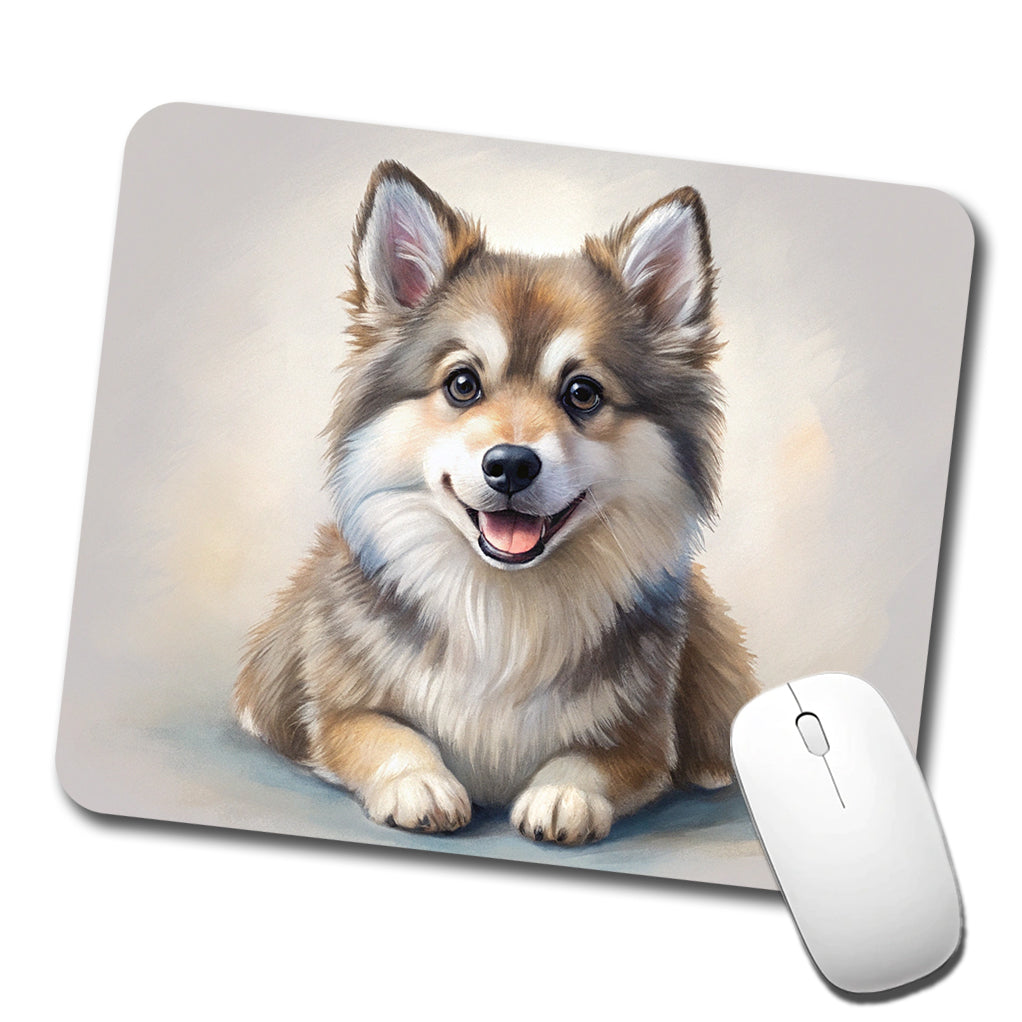 Pomsky Dog Illustration Low Profile Mouse Pad Mat