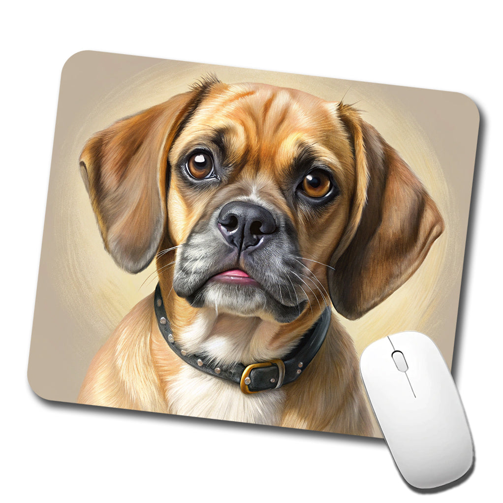 Puggle Dog Illustration Low Profile Mouse Pad Mat