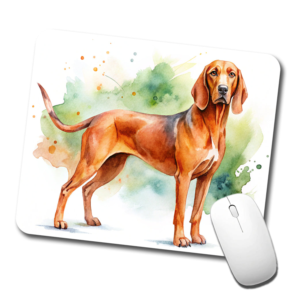 Redbone Coonhound Dog Watercolor Style Low Profile Mouse Pad Mat