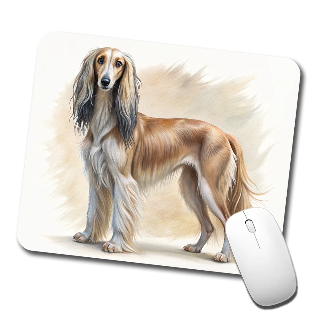 Saluki Dog Illustration Low Profile Mouse Pad Mat