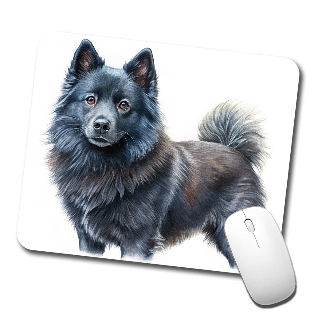 Schipperke Dog Illustration Low Profile Mouse Pad Mat