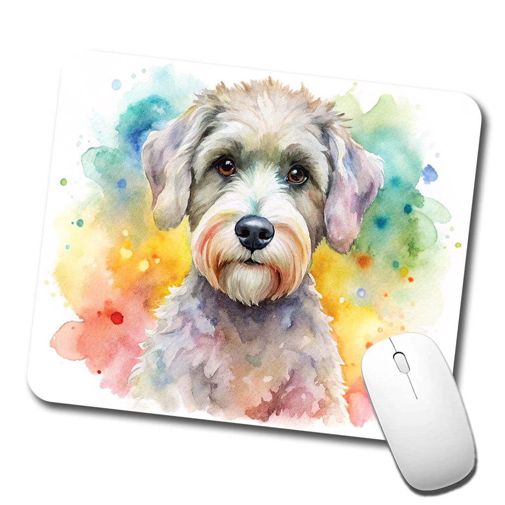 Schnoodle Dog Watercolor Style Low Profile Mouse Pad Mat