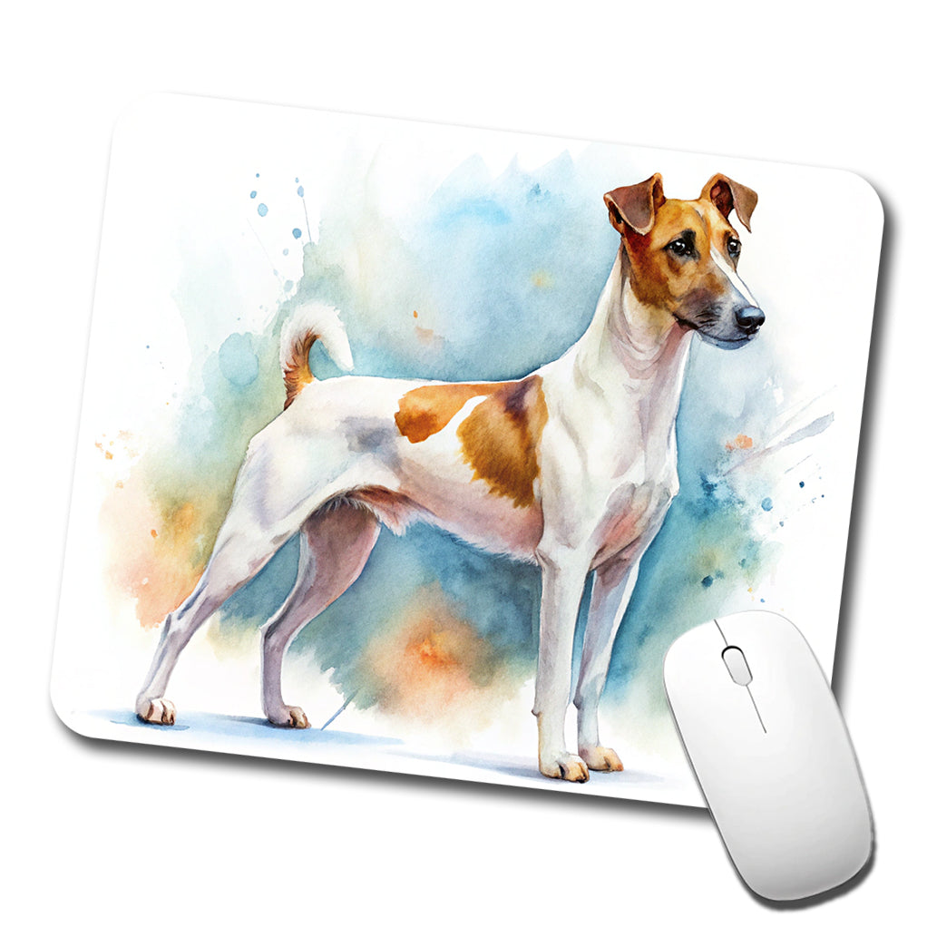 Smooth Fox Terrier Dog Watercolor Style Low Profile Mouse Pad Mat