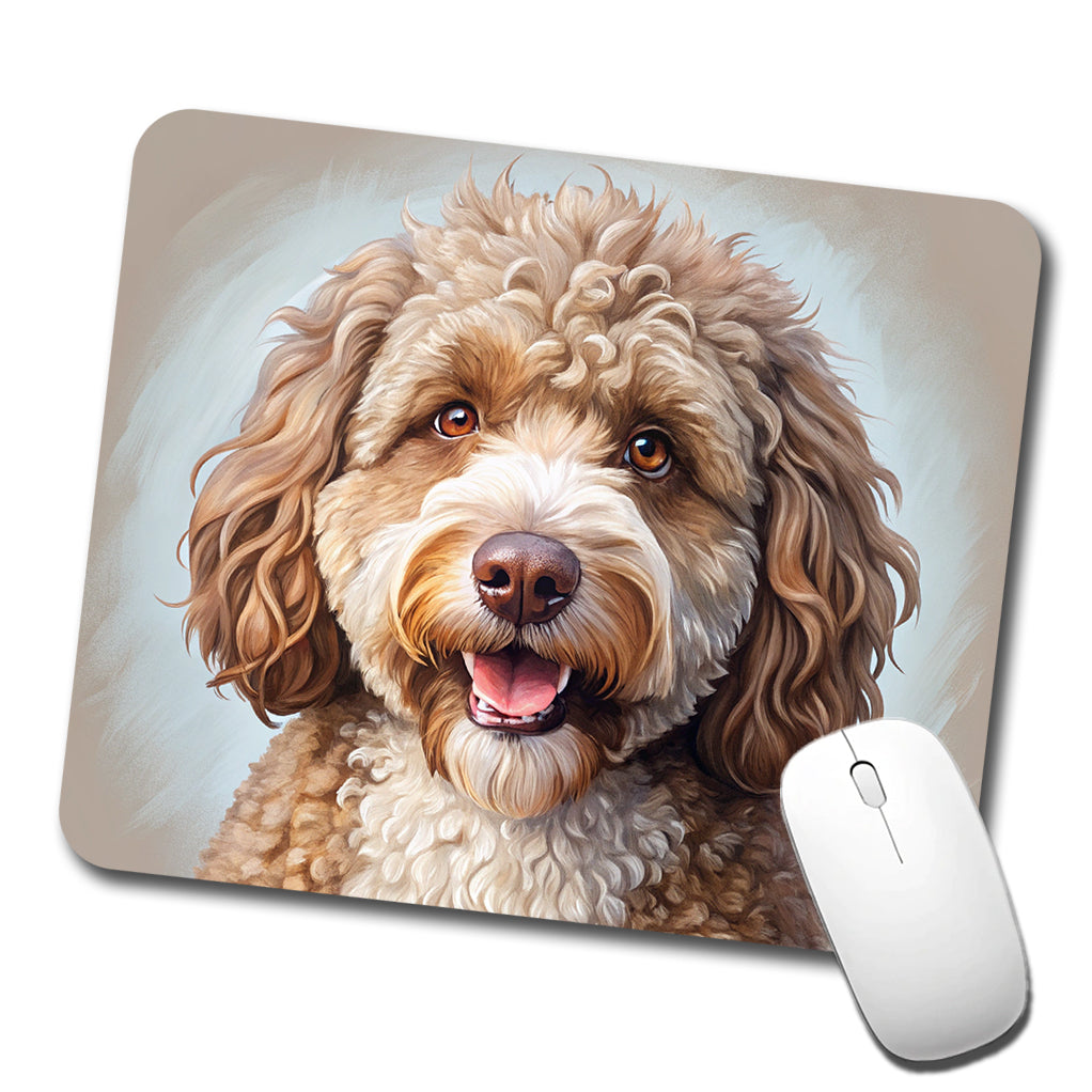 Spanish Water Dog Illustration Low Profile Mouse Pad Mat