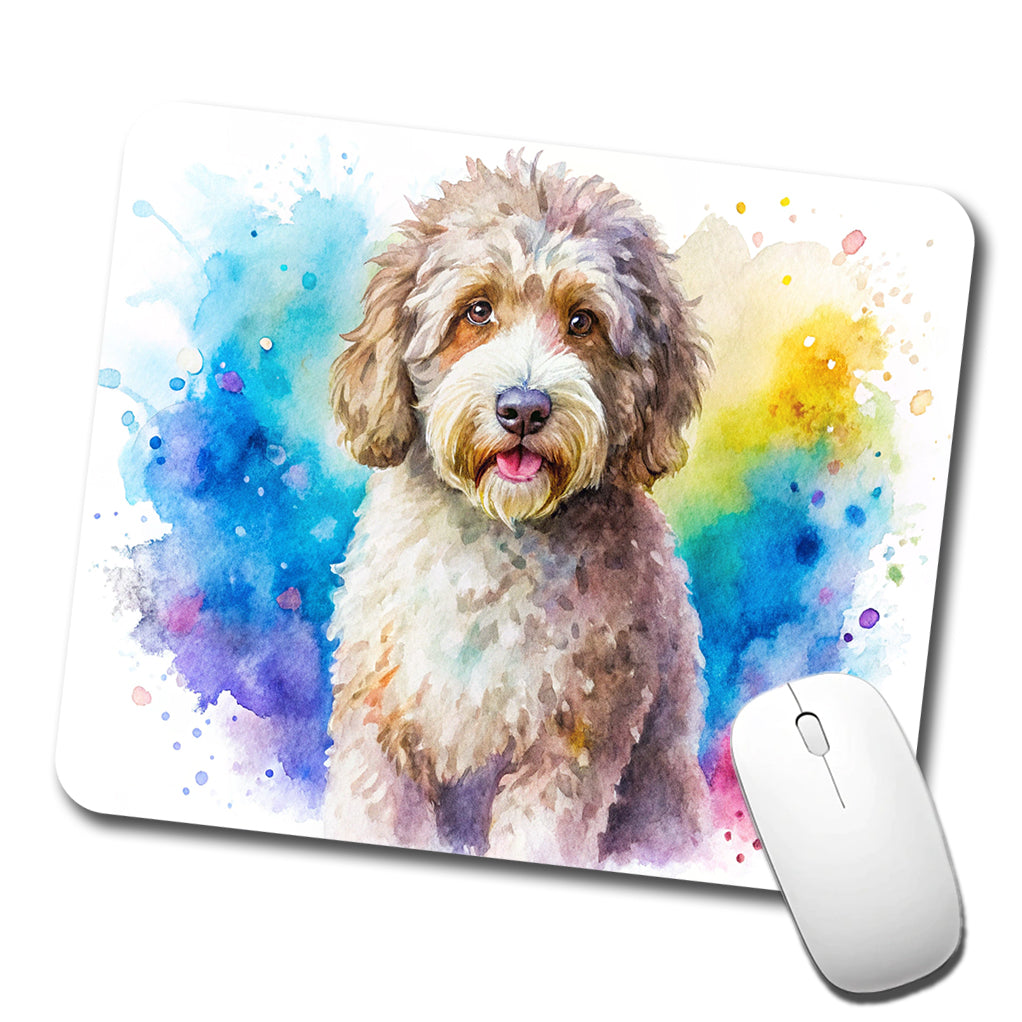 Spanish Water Dog Watercolor Style Low Profile Mouse Pad Mat