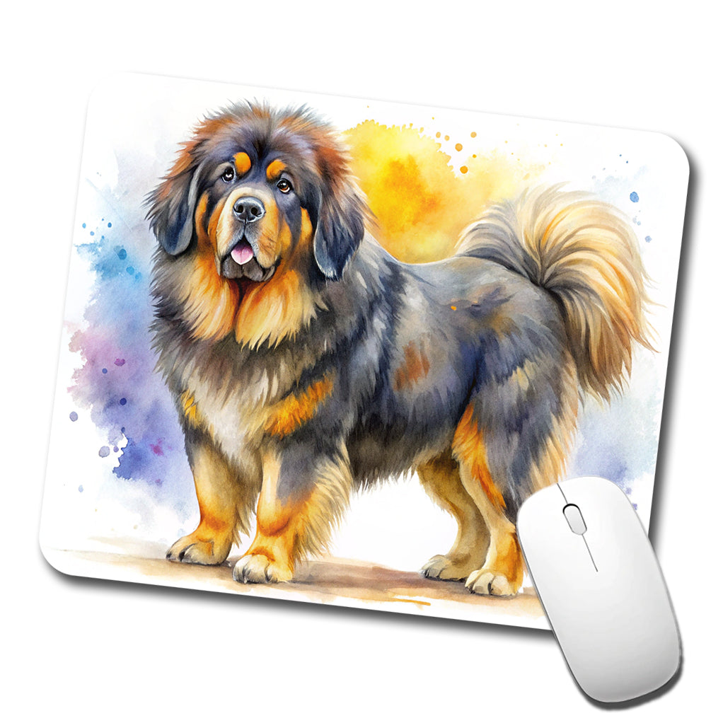 Tibetan Mastiff Dog Watercolor Style Low Profile Mouse Pad Mat