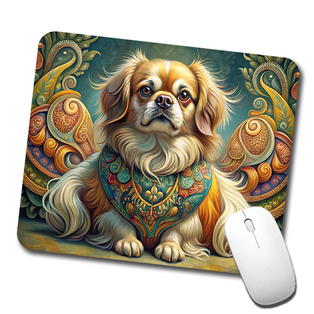 Tibetan Spaniel Dog Art Nouveau Low Profile Mouse Pad Mat