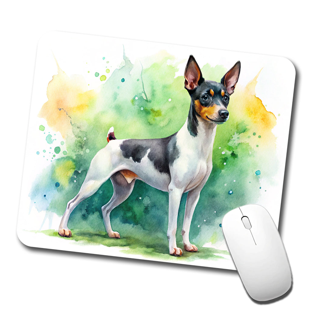 Toy Fox Terrier Dog Watercolor Style Low Profile Mouse Pad Mat