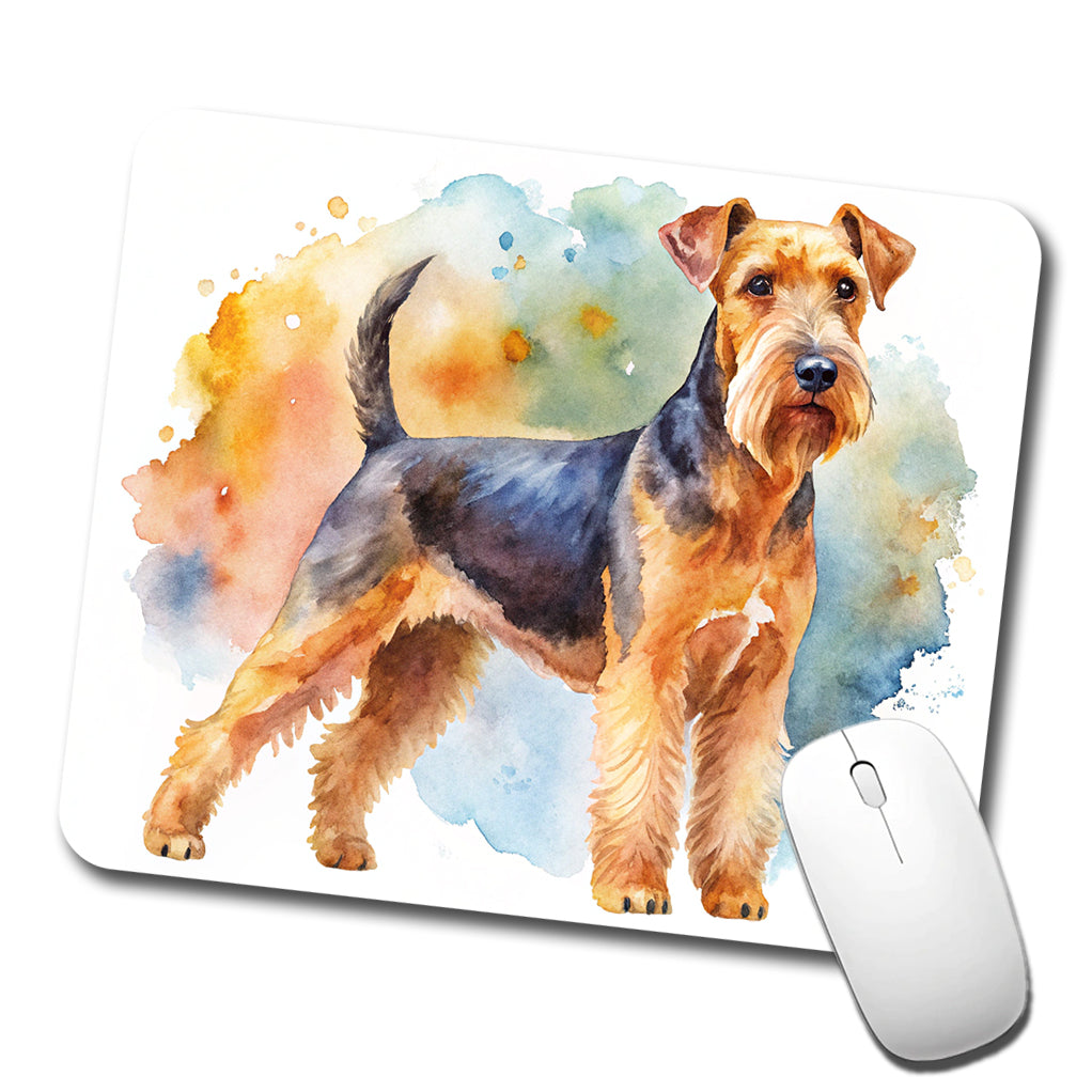 Welsh Terrier Dog Watercolor Style Low Profile Mouse Pad Mat