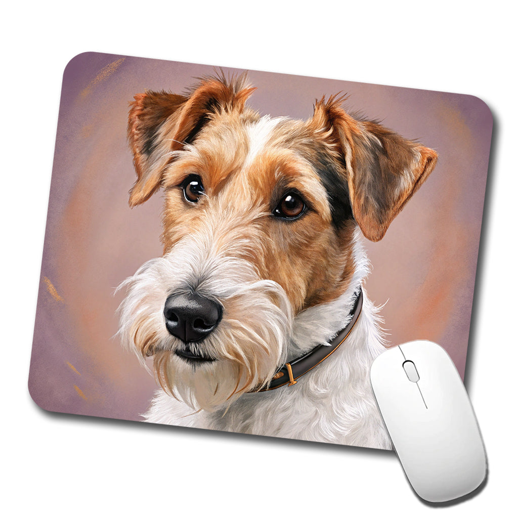 Wire Fox Terrier Dog Illustration Low Profile Mouse Pad Mat