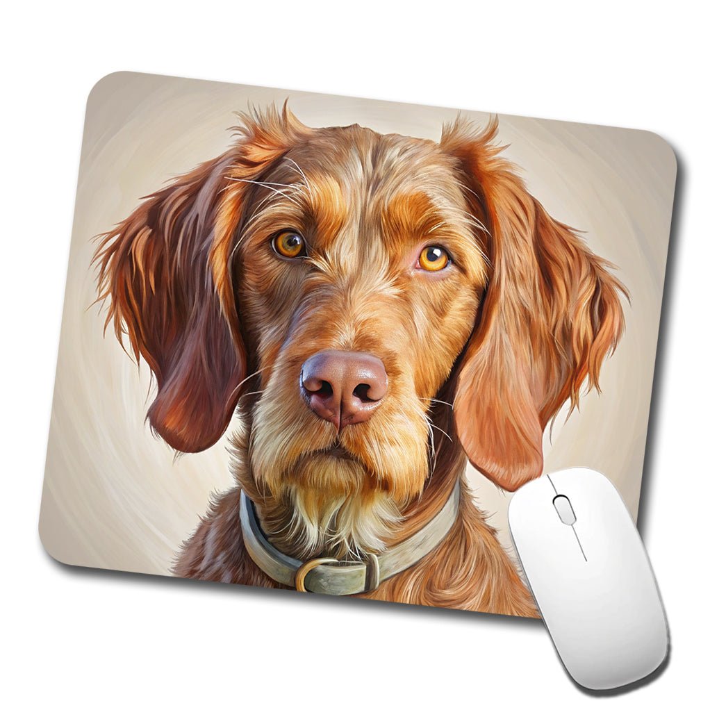 Wirehaired Vizsla Dog Illustration Low Profile Mouse Pad Mat