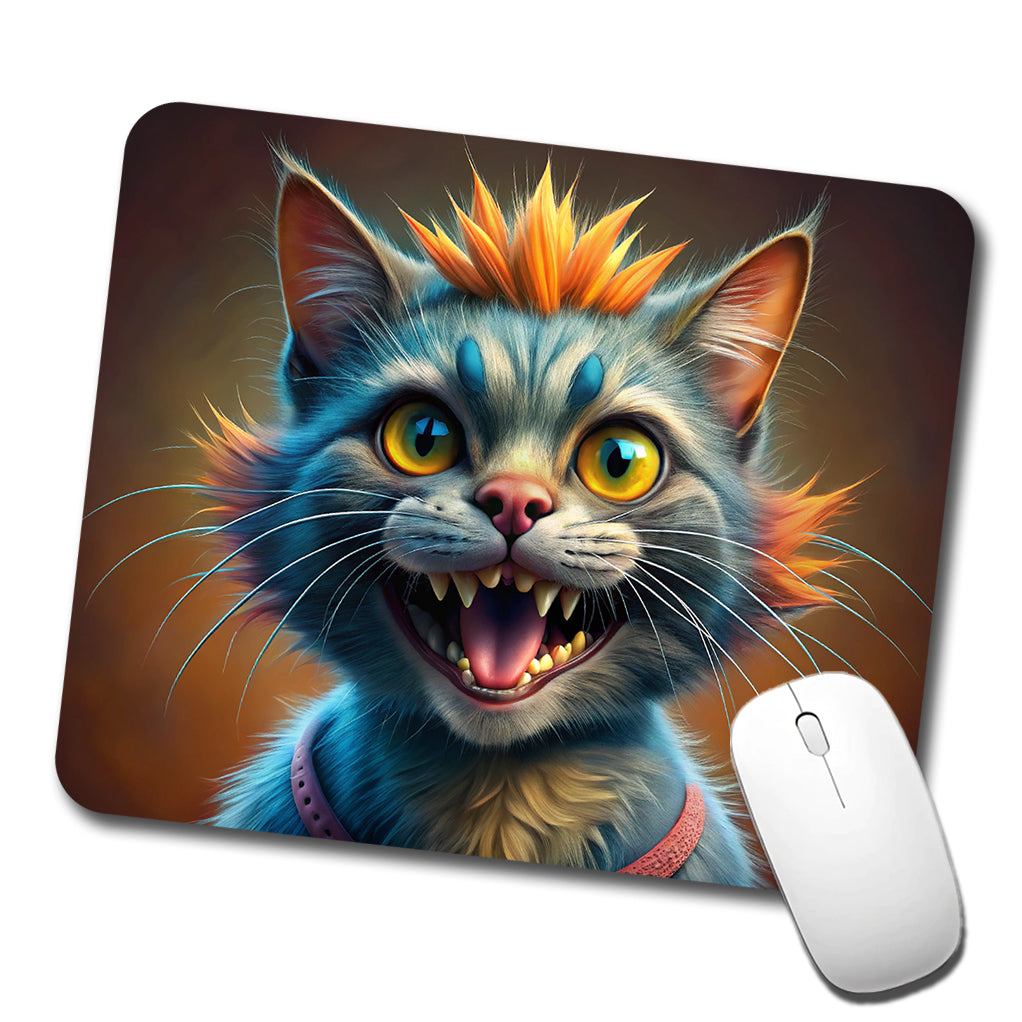Funny Funky Crazy Cat Low Profile Mouse Pad Mat