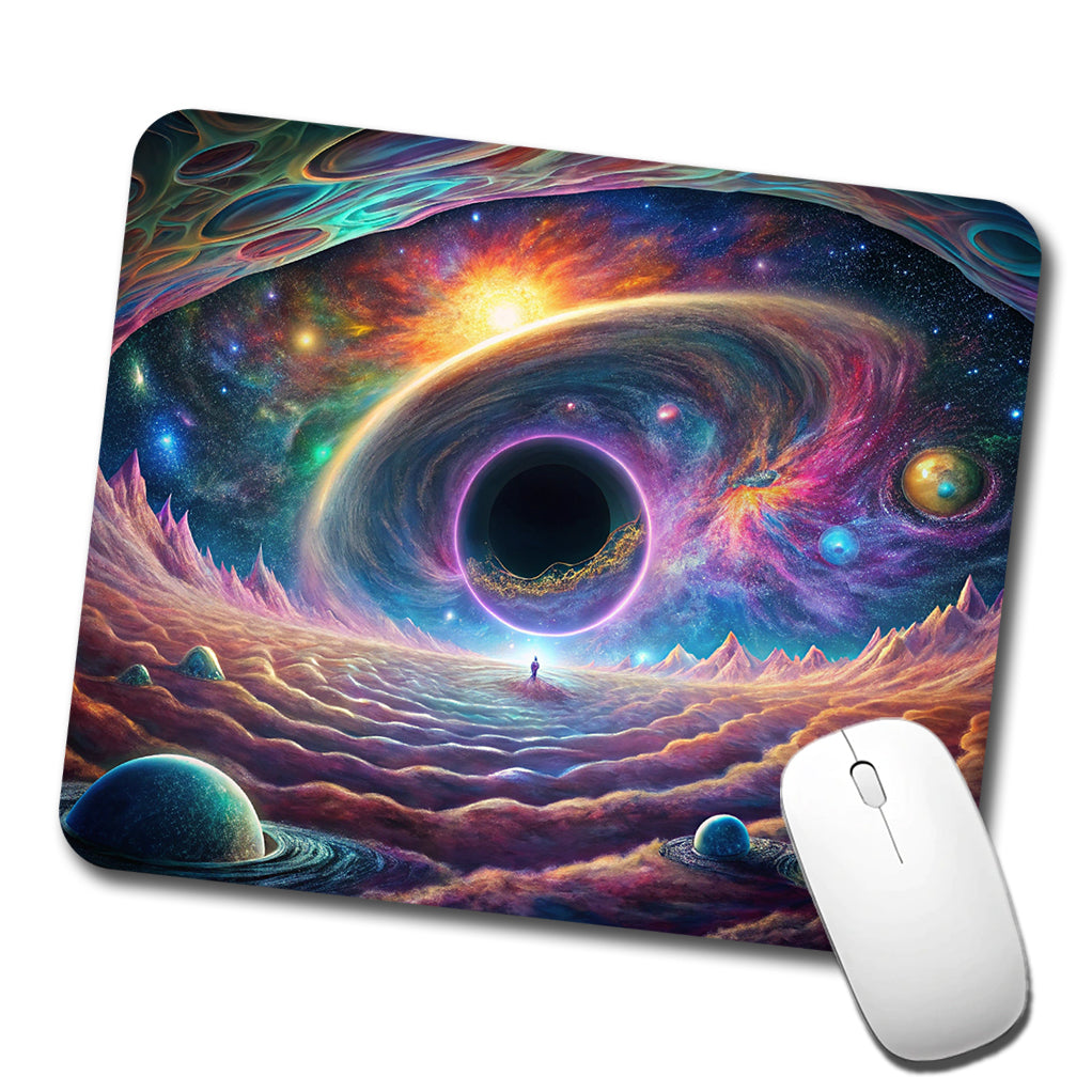 Psychedelic Black Hole Galaxy Space Vibrant Colors Low Profile Mouse Pad Mat