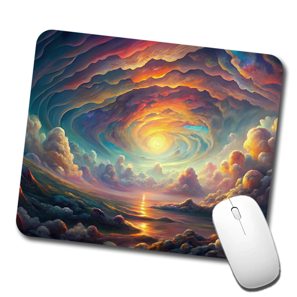 Psychedelic Cloudy Sky Pastel Colors Low Profile Mouse Pad Mat