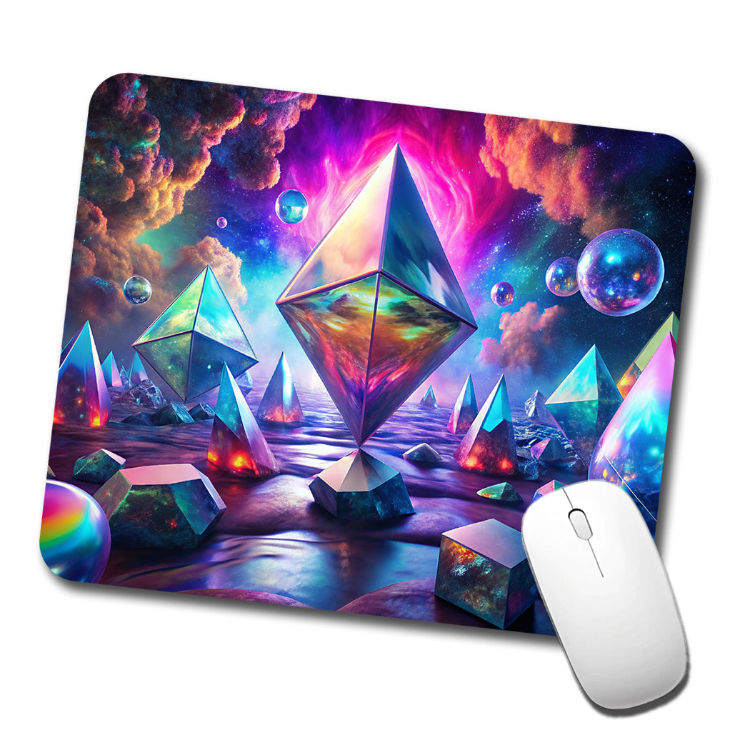 Psychedelic Crystals and Prisms Vibrant Colors Low Profile Mouse Pad Mat