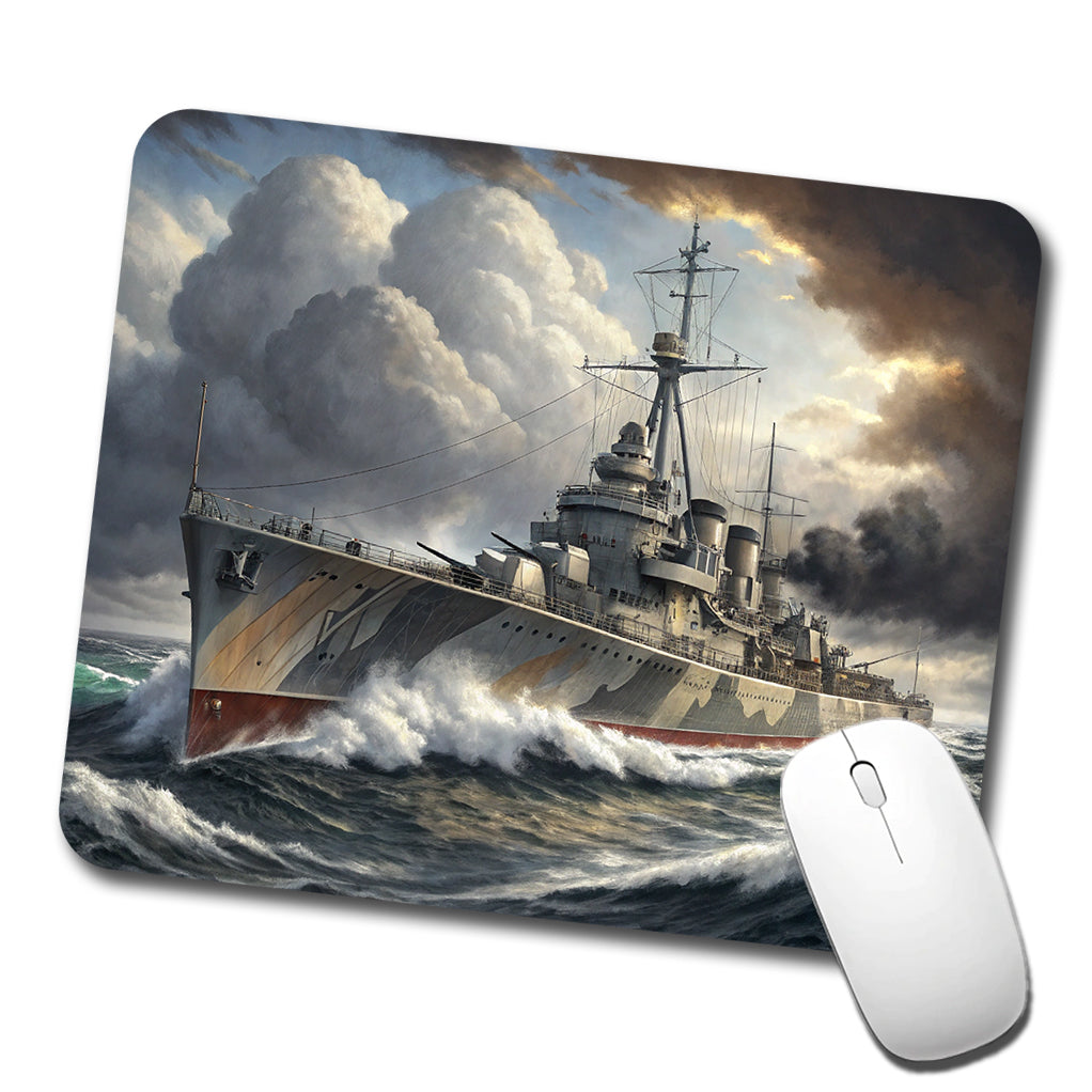 WWII Destroyer at Sea Low Profile Mouse Pad Mat