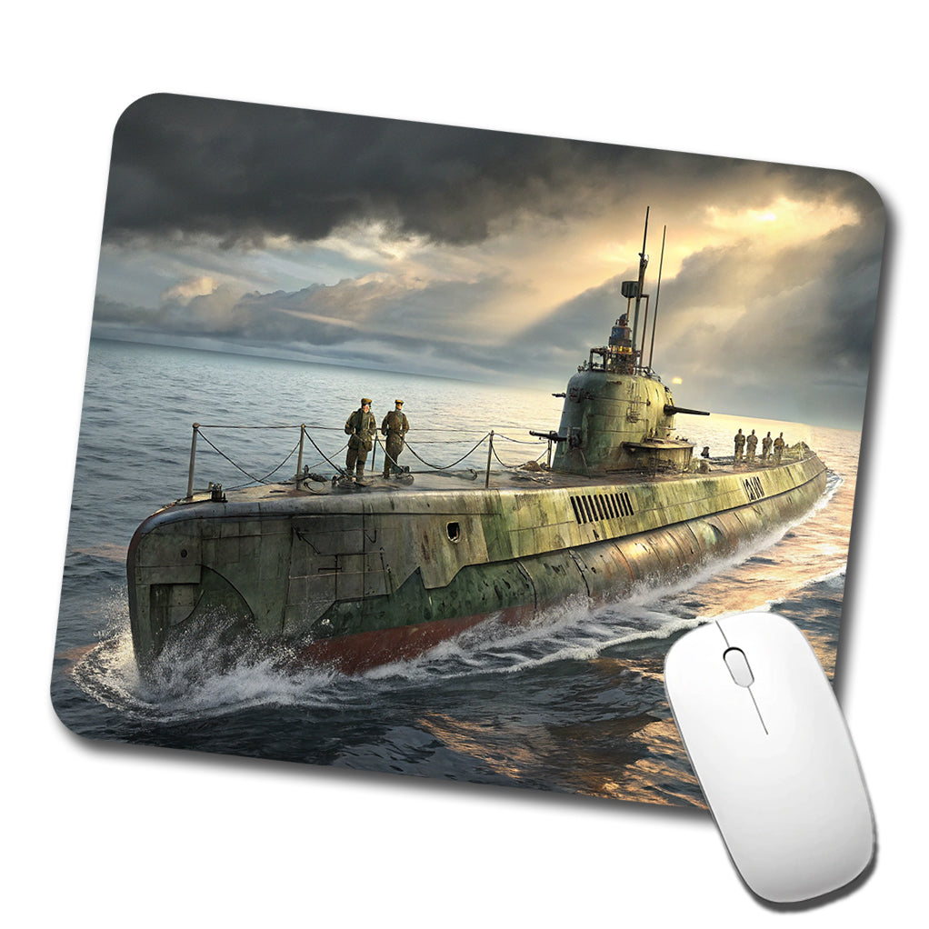 WWII Submarine Running On Surface Low Profile Mouse Pad Mat