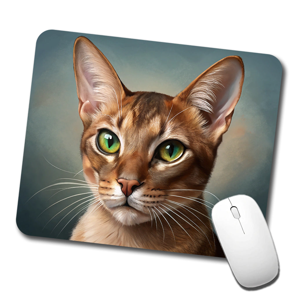 Abyssinian Cat Illustration Low Profile Mouse Pad Mat