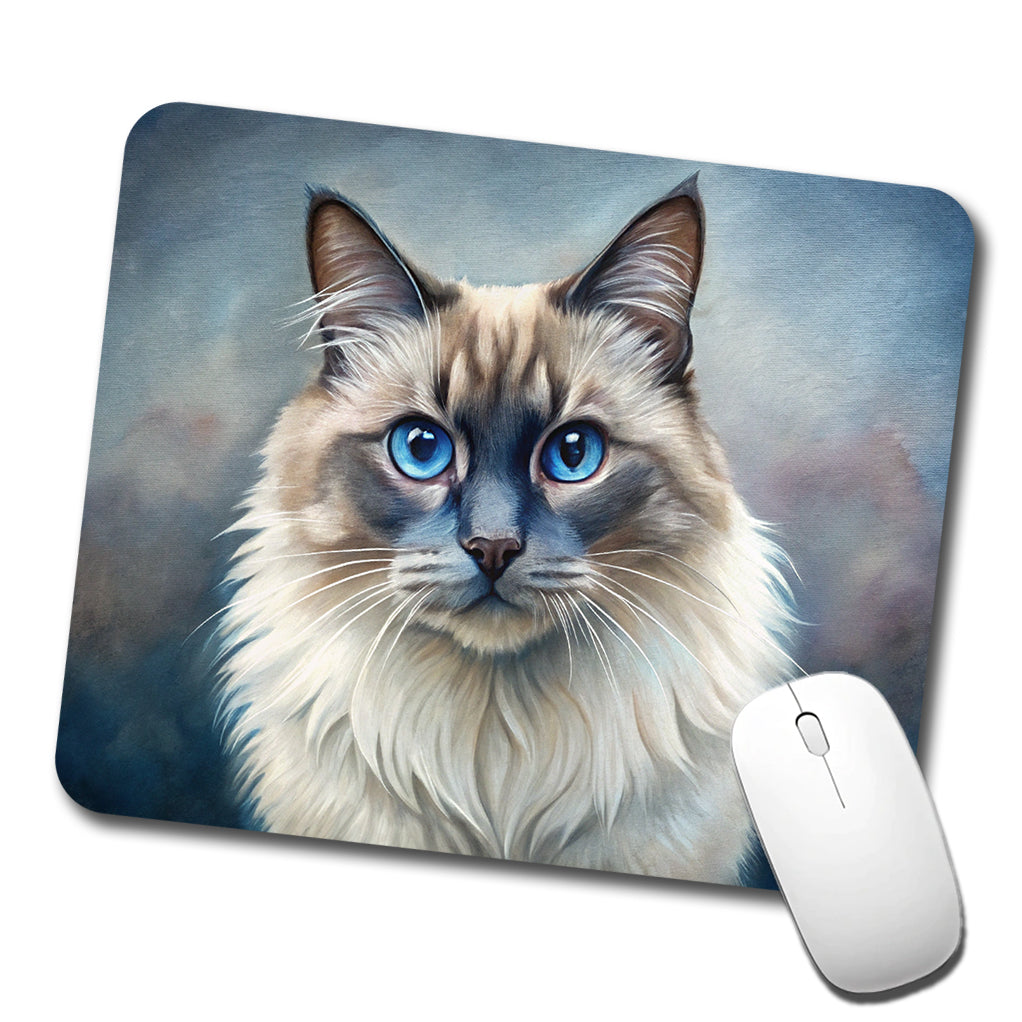Balinese Cat Illustration Low Profile Mouse Pad Mat