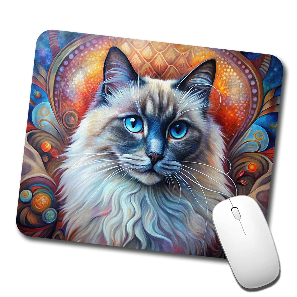 Birman Cat Abstract Art Low Profile Mouse Pad Mat