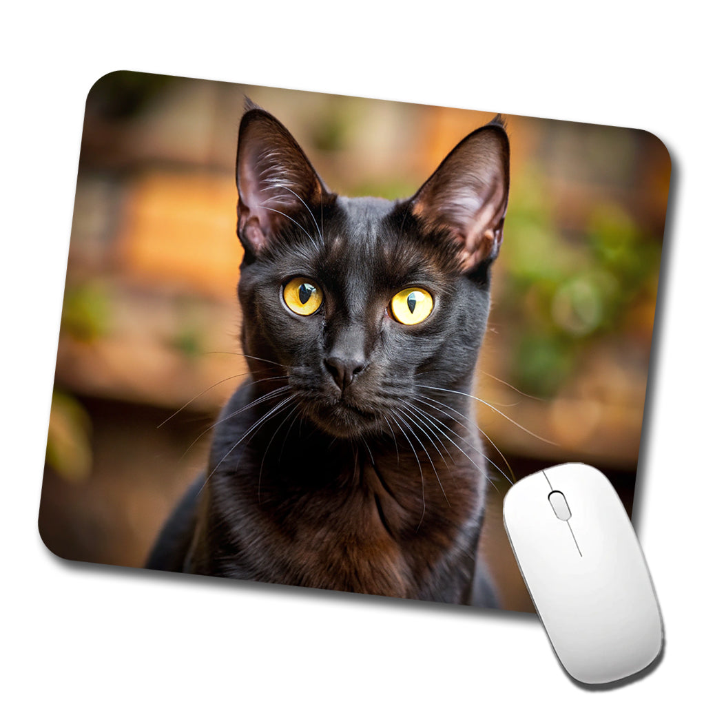 Bombay Black Cat Photo Low Profile Mouse Pad Mat