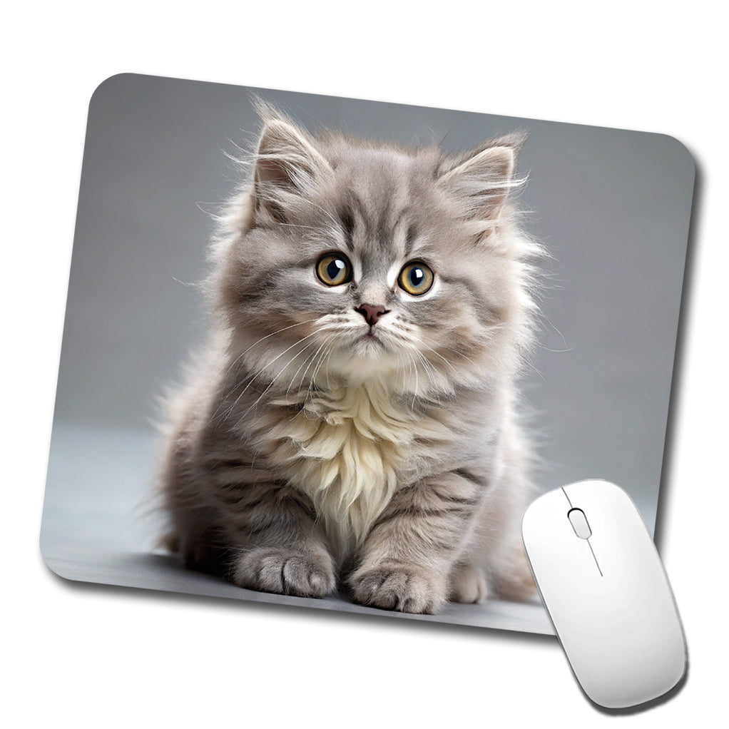 British Longhair Gray Cat Kitten Photo Low Profile Mouse Pad Mat