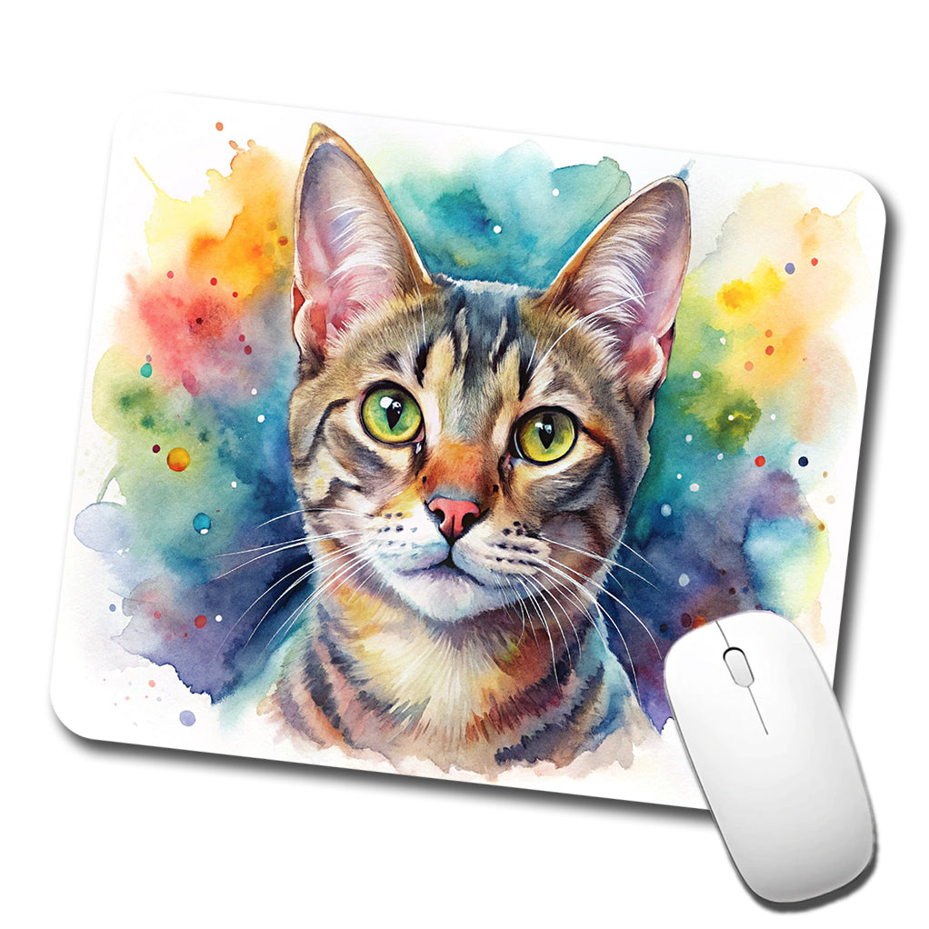 European Shorthair Cat Watercolor Style Low Profile Mouse Pad Mat
