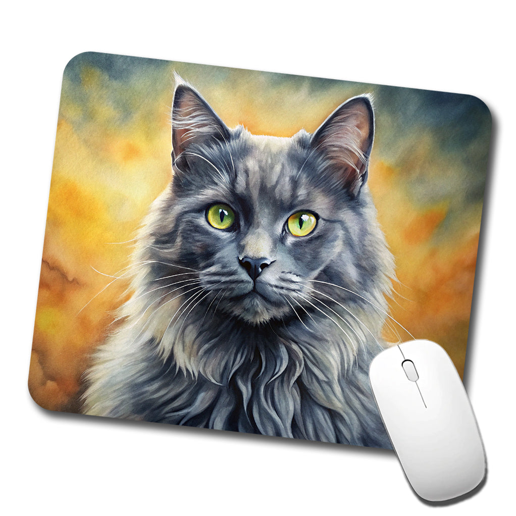 Nebelung Cat Illustration Low Profile Mouse Pad Mat