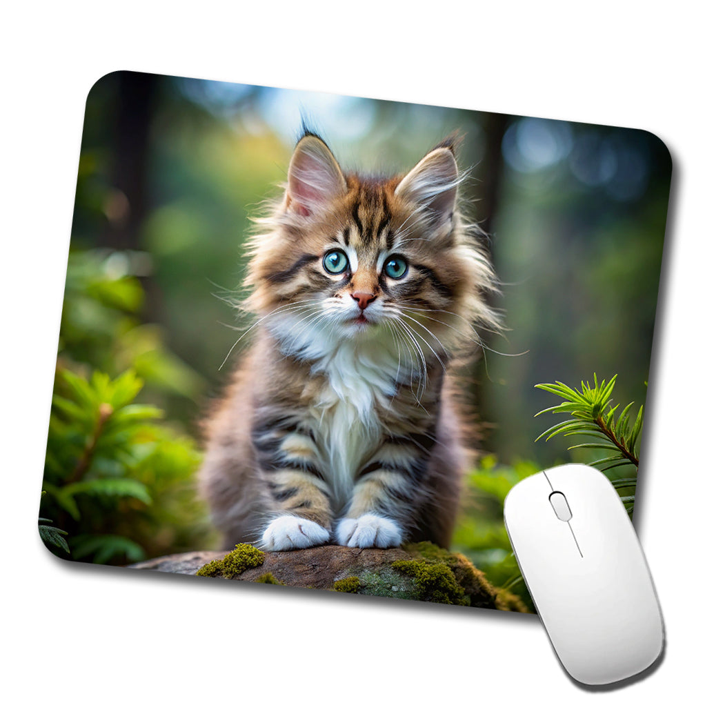 Norwegian Forest Cat Kitten Photo Low Profile Mouse Pad Mat