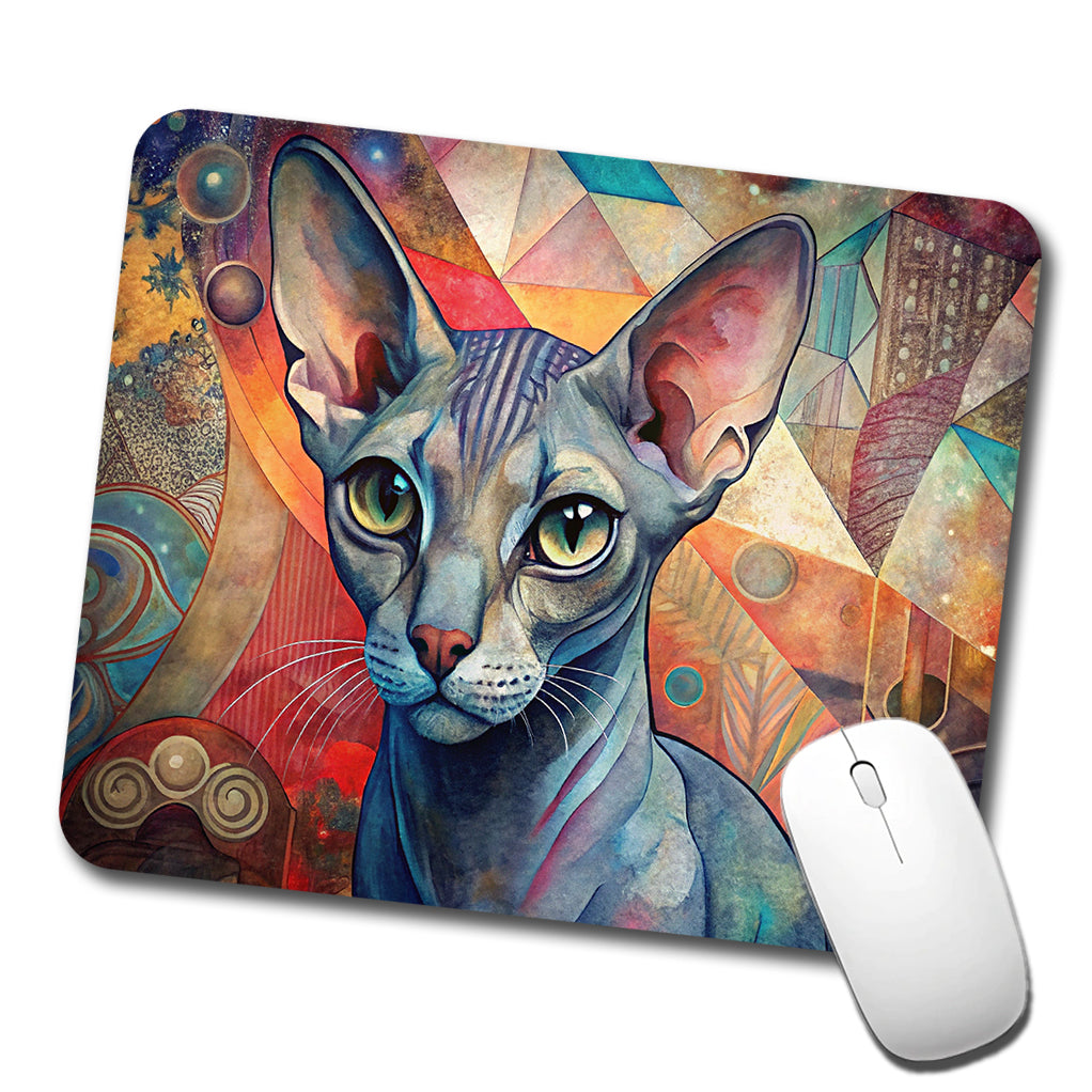 Oriental Shorthair Cat Abstract Art Low Profile Mouse Pad Mat