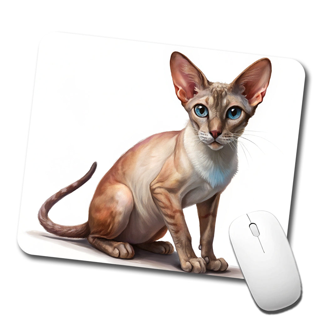 Oriental Shorthair Cat Illustration Low Profile Mouse Pad Mat