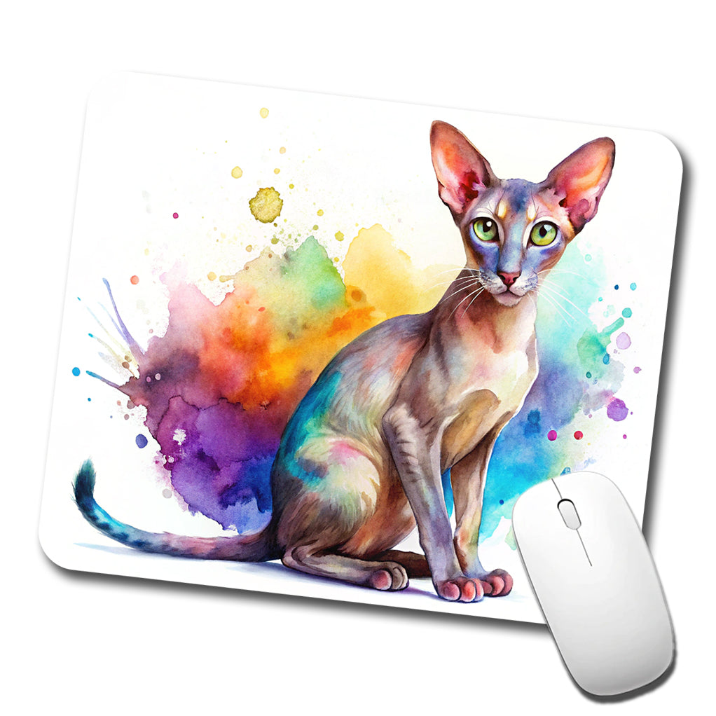 Oriental Shorthair Cat Watercolor Style Low Profile Mouse Pad Mat