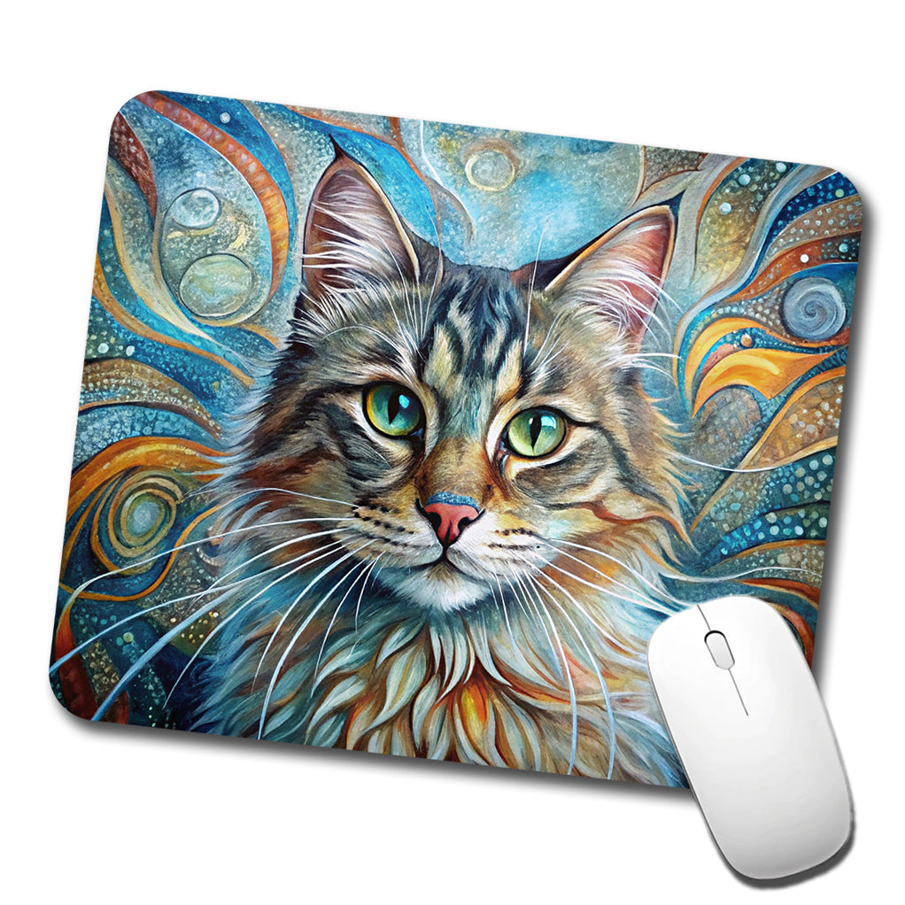 Siberian Cat Abstract Art Low Profile Mouse Pad Mat