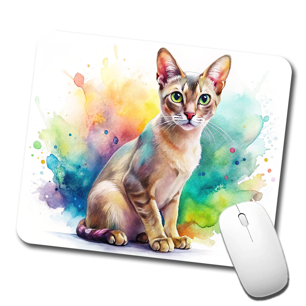 Singapura Cat Watercolor Style Low Profile Mouse Pad Mat