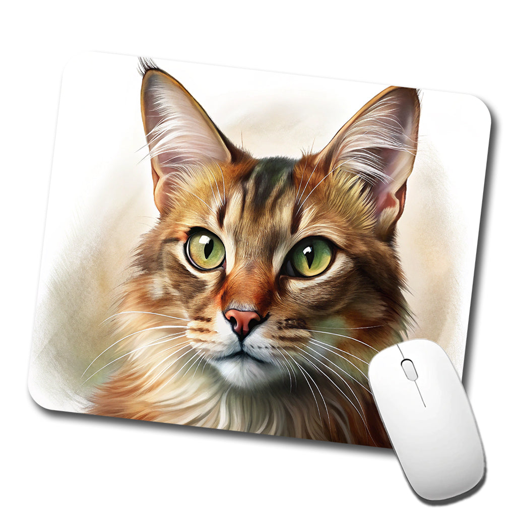 Somali Cat Illustration Low Profile Mouse Pad Mat