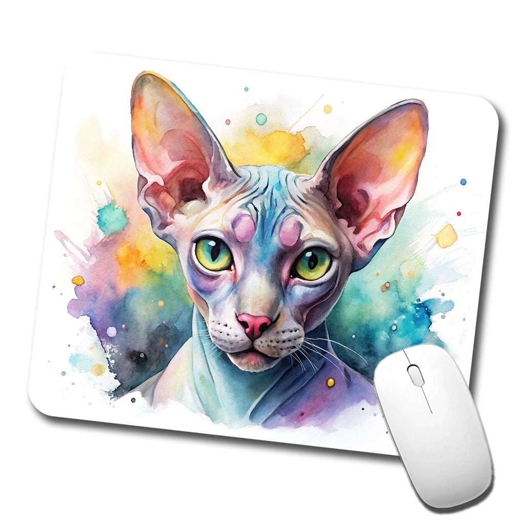 Sphynx Cat Watercolor Style Low Profile Mouse Pad Mat