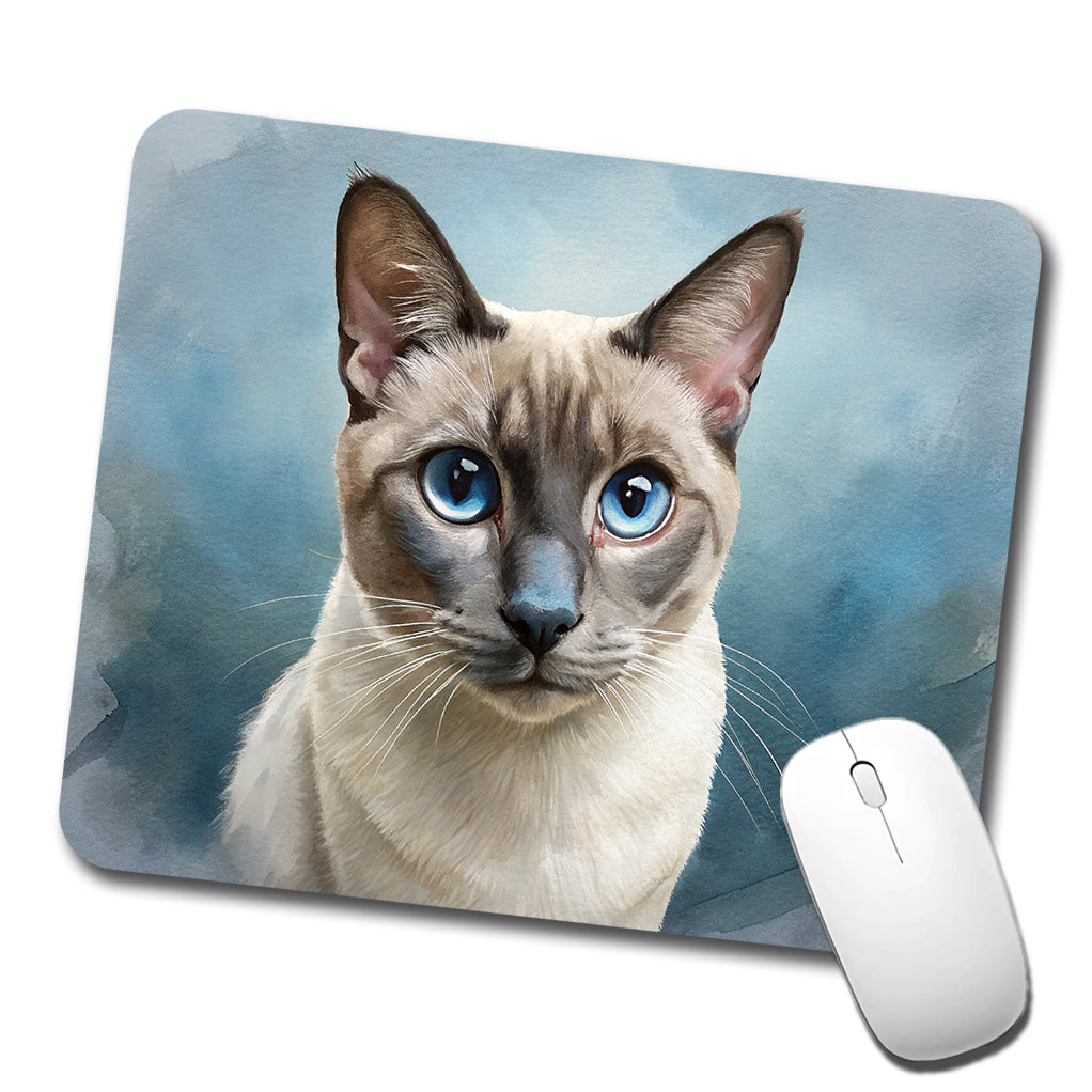 Tonkinese Cat Illustration Low Profile Mouse Pad Mat
