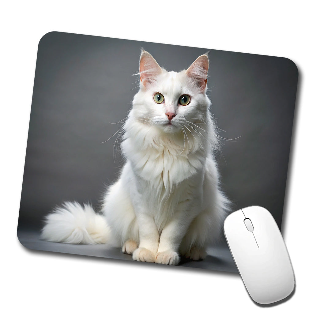Turkish Angora Cat Photo Low Profile Mouse Pad Mat
